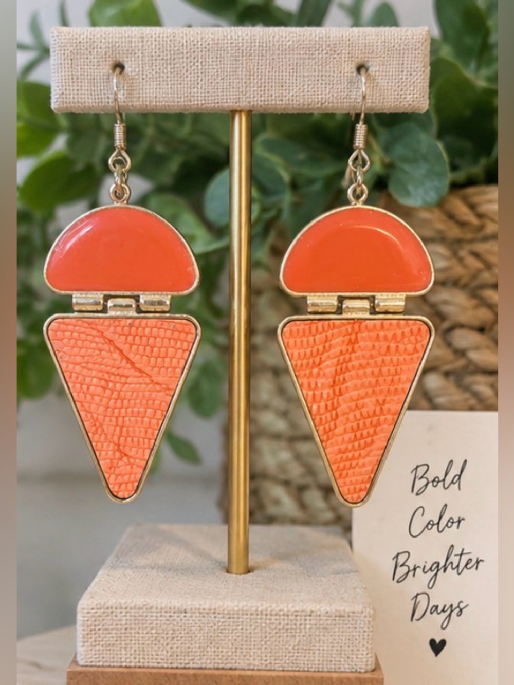 Orange Geometric Drop Earrings - Fashion Jewelry